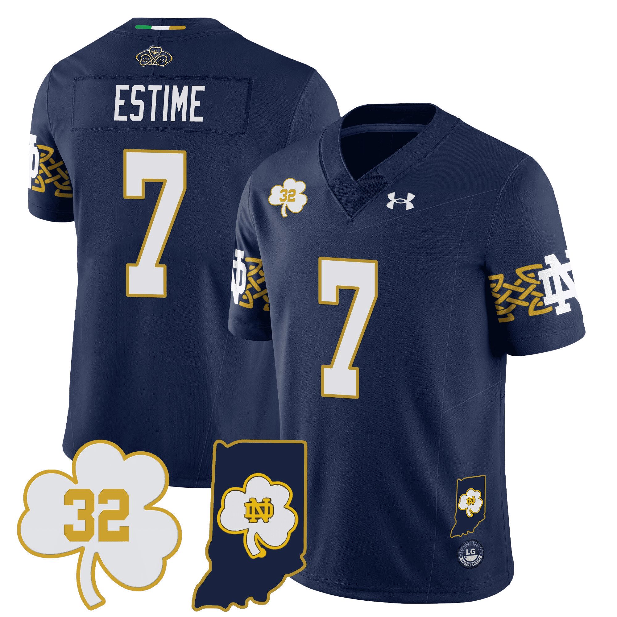 Men Notre Dame Fighting Irish #7 Estime Drak Blue 2024 Vapor Limited NCAA Jersey style 1